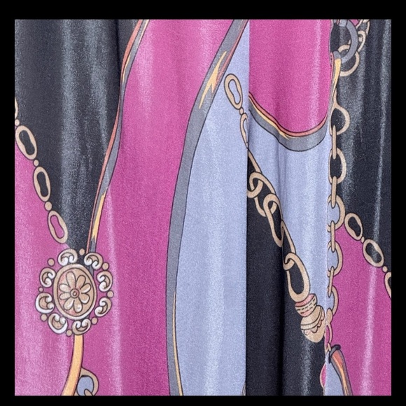 Dots Women’s Satin Strapless Baroque Print Jumpsuit L Pink Black Gold Wide Leg - Picture 5 of 16